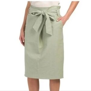 Anthropologie Mauve Women's Paperbag Tie Belted Midi Skirt Size XS Cotton